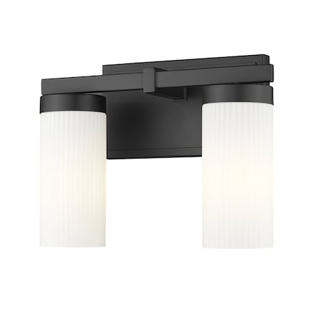 Z-Lite Danica 2 Light Vanity, 11.75in. W x 9in. H, Matte Black 3044-2V-MB